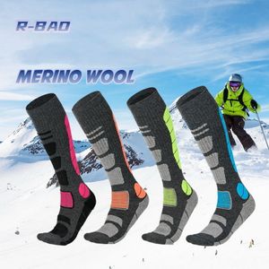 Sportstrumpor 1 par merino ull termiska män kvinnor vinter lång varm komprimering för skid vandring snowboard klättring 230814