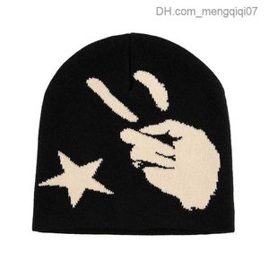 Caps Hats Fashion Jacquard Printed Skeleton Beanie Winter Warm Ski Hat Fashion Beanie Harajuku Knitted Hat Men's Y2K Accessories Z230815