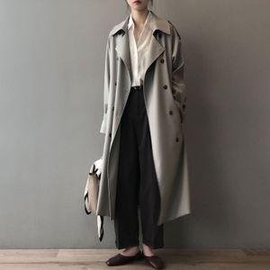 Women's Trench Coats Classic Khaki Long Coat Oversize Korean Fashion Belt Windbreaker Fall Spring Overcoat Double Breasted Gabardinas 230814