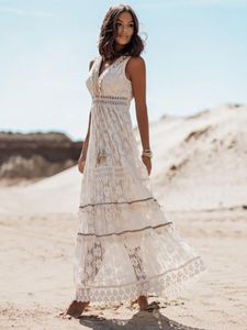 Casual Dresses Long White Dress Women Maxi Vestidos Party Tassel Lace Big Hem Loose Club Sling Feminino Y2k E-girl Summer