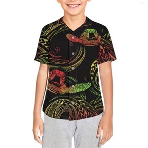 Men's Casual Shirts Polynesian Tribal Fijian Totem Tattoo Fiji Prints Kids Baseball Jersey T Hipster Plain Hip Hop Uniforms Holiday Beach