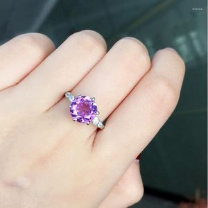 Cluster Rings Natural Amethyst Ring 925 Sterling Silver Perfect Jewelry For Men Or Women Fine 10mm Gem