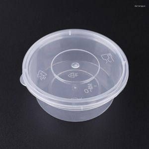 収納ボトル10pcsキッチン使い捨てプラスチックソースカップポットチャツネコンテナ蓋付き