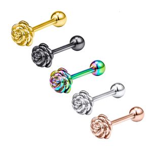 Labret Lip Piercing Jewelry Rose Gem Heart Tongue Langue Rings Steel Nipple Ring Helix Earring 230814