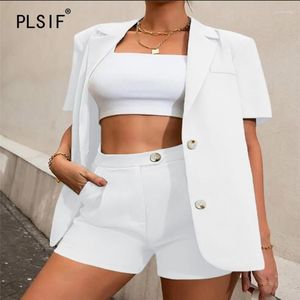 Testros femininos Moda Moda de verão Cardigã Temperamento de peito único Sold Sold High Street Short Suit.