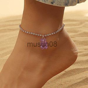 Anklets Fashion Crystal Anklet for Women Bear Foot Jewelry Summer Beh Foot Belet Ankle On Ben Strap Bohemian SMEEXCH CESSORYS J230815