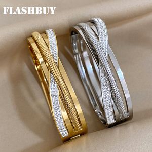 Брушковые флэшбурская ветра эластичная цепь золотой серебряный цвет из нержавеющей стали браслеты для женщин модные аксессуары 230814