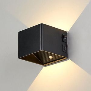 Duvar lambası Alüminyum 4000mAh Şarj Edilebilir Pil Çalışan LED, hareket dedektörü ile LED Yatak odası için USB monte manyetik ışık
