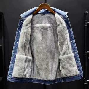 Herrjackor vinter denim bomullsjacka Men vadderad tjockare plusstorlek varm jacka topp 230814