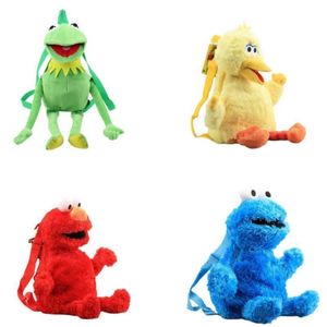 Sırt çantaları 4 stil 45cm susam sokak peluş sırt çantası kırmızı elmo sarı adam kurbağa plushie çanta çocuk güzel okul sırt çantası 230814