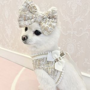 Hundkläder Princess Harness and Leash Set No Pull Vest Fancy Designer Collar For Small Medium Dogs 230814
