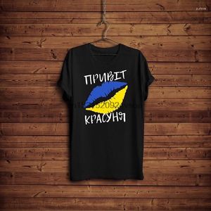 Herr t-skjortor ukrainska flagga t-shirt läppar hej vackra ukraina resor