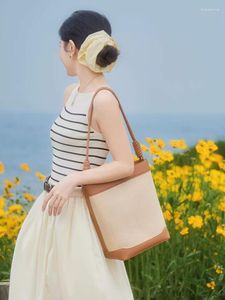 Akşam çantaları moda hit-colors çim dokuma kova çantası büyük basit kadın bayan omuz banliyö tatil plaj yüksek kapasite