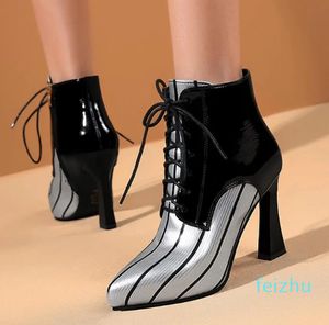 Scarpe eleganti donne inverno sexy tacchi super alti stivali caldi stivali pezzi di gladiatore moto moto mojer botas