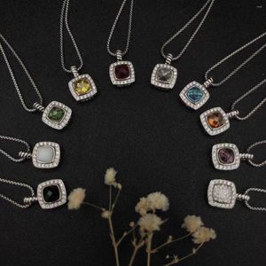Подвесные ожерелья HSC David Youman L Ожерелье с искусственным черным ониксом Blue Topaz Red Garnet Design Jewelry Gemstone для женщин