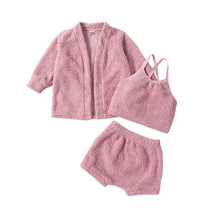 Kleidungssets für Kinder, Kleinkinder, Babys, Mädchen, Herbst-Outfit, langärmelige, vorne offene Jacke mit Leibchen und Shorts, Kleidungsset