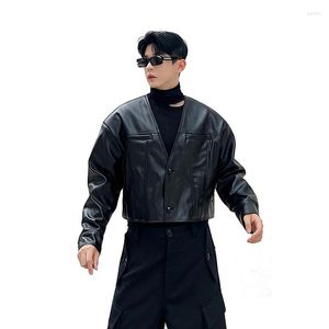 Herrenjacken Männer Korean Streetwear Net Promi Lose lässige Vintage Vintage Short Coat männliche Party-Modenschau Lederjacke Jaquetas