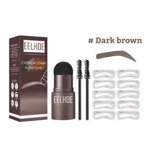 Augenbrauenverstärker formen Kit Pulver Stempel Augenbrauenstifte und 5 Paare Brauen Schablonen Kits Stiftkosmetik wasserdichte natürliche Farbe Augen Make -up -Werkzeuge E348