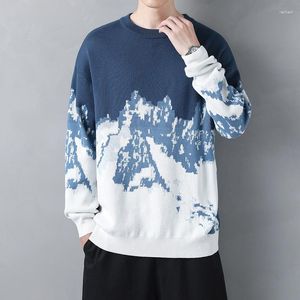 Erkek Sweaters Erkek Kazak Harajuku Moutain Kış Sokak Giyin