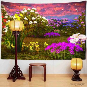 Tapisserier rhododendron landskap tapestry vägg hängande hippie sovsal vardagsrum väggdekor tyg r230815