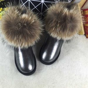 Elbise Ayakkabı Moda 2022 En Kaliteli Fox Fur Snow Boots Kadın Botlar Orijinal Deri Kış Sıcak Kar Botları Ayak Bileği Botları Ücretsiz Kargo X230519