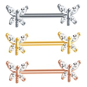 Labret Lip Piercing Jewelry Butterfly Nipple Rings 14G Stainless Steel Tongue Ring Barbell for Women 230814