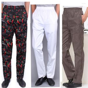 Men's Pants Chef Trousers Food Service Checked Striped Elastic Peppers Restaurant Kitchen Bakery Stretch Work Wear Uniform Cook