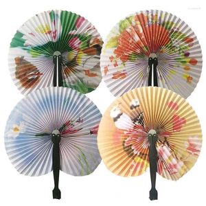 Decorative Figurines 1pcs Retro Windmill Small Round Paper Fan Fans Style Held Wedding Folding Foldable Hand Chinese