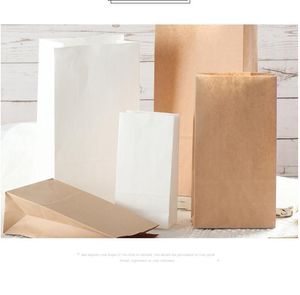 21*12*7cm fina Kraft Paper Bags For Food Bread Candy Packaging Shopping Party Takeaway Baking Återvinningsbar miljövänlig torr livsmedelsväska Anpassad logotyp