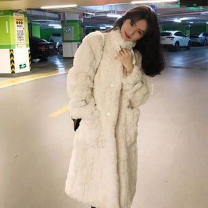 Futro damskie Biyaby 2023 jesień zima kobiety wełniane płaszcz jagnięcy trzymaj gęste gęste faux długi długi płaszcz żeńskie miękkie puszyste kurtki z polaru