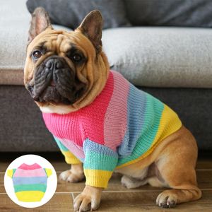 Dog Apparel Christmas Dog Clothes Winter Warm Dog Sweaters for Small Dogs Rainbow Knitted Pet Clothes for French Bulldog Dachshund Luxury 230815