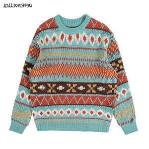 Erkek Sweaters Etnik Geometrik Desen Erkekler Örme Kış Bohem Tarzı Damla Omuz Tasarımı Onda Gevşek Külotlar 230814