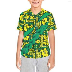 Men's Casual Shirts Polynesian Tribal Samoan Totem Tattoo Samoa Prints Kids Baseball Jersey Little League Tee Softball Shirt Standard US