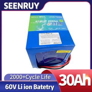 60V 30AH Bateria de íons de lítio 18650 BMS 16S Li ion para 2000W 1500W para Scooter E Bike Go Cart Tricycle Motorcycle +Charger 5A