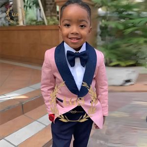 Suits Handmade 2 Piece Boys Wedding Tuxedo Set Jacquard Blazer and Pants with Shawl Collar for Parties Special Occasions 230814