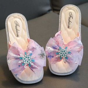 Slipper Princess Girls Slipers Summer Snowflake Outdoor Slippers For Kids Crystal Soft Slip Beach Children Flip Flops