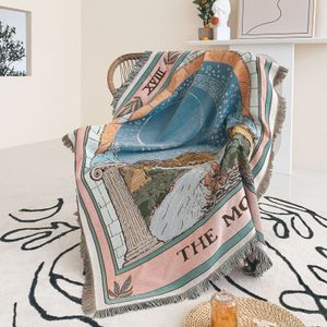 Koce nordycka sofa koc okładka dekoracja domu sofa ręcznik Tarot Koczek Bedspread na zewnątrz kemping mata piknik bohemian dywan 230814