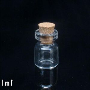 1ML Small Mini Clear Glass Cork Vials with Wood Stoppers Message Weddings Wish Jewelry Party Favors Bottle Tube Mhiis