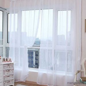 Gardin Modern Multicolor Sheer Curtain Solid Transparent Curtain för vardagsrum sovrum dekorera hemdörr gardinpanel tyll draperier r230815