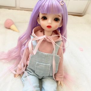 Куклы 30 см BJD Кукла 18 подвижные соединительные ручные дела DIY BJD Платье принцессы мохер игрушки составляют длинные игрушечные подарки для волос для девочек 230815