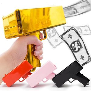 Halloween Toys Banknote Gun Party Games Pistol Spielzeug Bargeldkanone lustig für Banknoten Hochzeit Golden 100 Stück gefälschte Geldrechnungen 230815