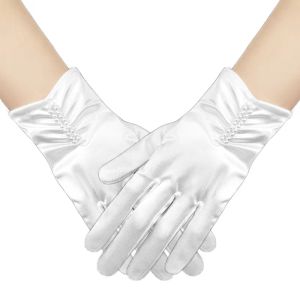 Ślub krótkie satynowe rękawiczki ślubne długość nadgarstka rękawiczki imprezowe mody hurtowe