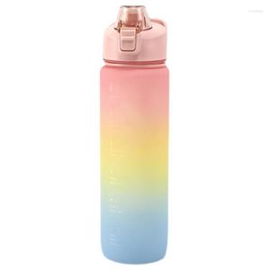 Vattenflaskor 34oz flaska Plastic Flip Top Lock Sports Drink med filter bärbar turnékokare