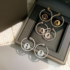 Stud Earrings Luxury Jewelry S925 Women's Curved Hook Single Diamond Sliding Peripheral Christmas Gift