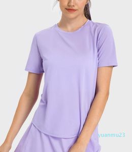 Lu-205 Abiti da yoga Top Top traspirante branco di t-shirt sport per interni da sport da donna che corrono allenamento di fitness palestra magliette