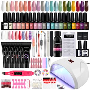 Nail Art Kits Poly Gel Quick Extension UV Varnish Complete Set 20Pcs Polish Electric Drill Machine Kit Manicure 230815