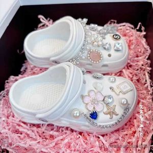 Slipper 2023 Sommar Nya barns tofflor Skor Girl Crystal Pearl Fashion Outdoor Beach Sandaler Parent Child Slippers R230815