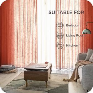Curtain LISM Linen Semi-shading Sheer Window Curtains for Living Room Light Filtering Half Tulle Curtains Drapes Voile effect Home Decor
