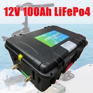 LIFEPO4 12V 100AH ​​Lityum Pil Paketi Su Geçirmez DC 12V LIFEPO4 Pil Led Golf Sepeti Balıkçı Teknesi için 10A Şarj Cihazı