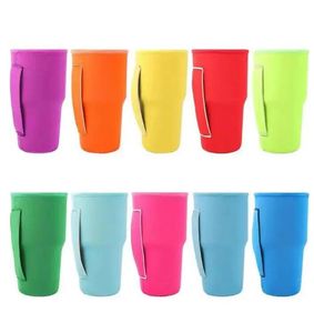 Återanvändbara handtag Ice Coffee Cup ärm Neoprenisolerade ärmar Kopparhållare med handtag för 30 oz -32oz tumbler vattenflaskmuggtäckfodral påse